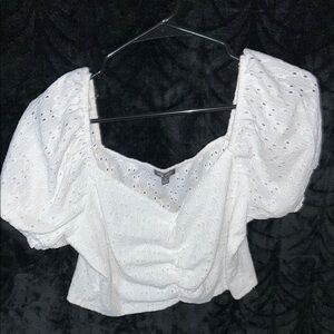 White Eyelet Puff Sleeve Top
